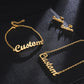 [Customized] Stainless Steel Name Necklace Plated Real Gold English Letter Bracelet Earrings Hot Sale