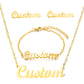 [Customized] Stainless Steel Name Necklace Plated Real Gold English Letter Bracelet Earrings Hot Sale