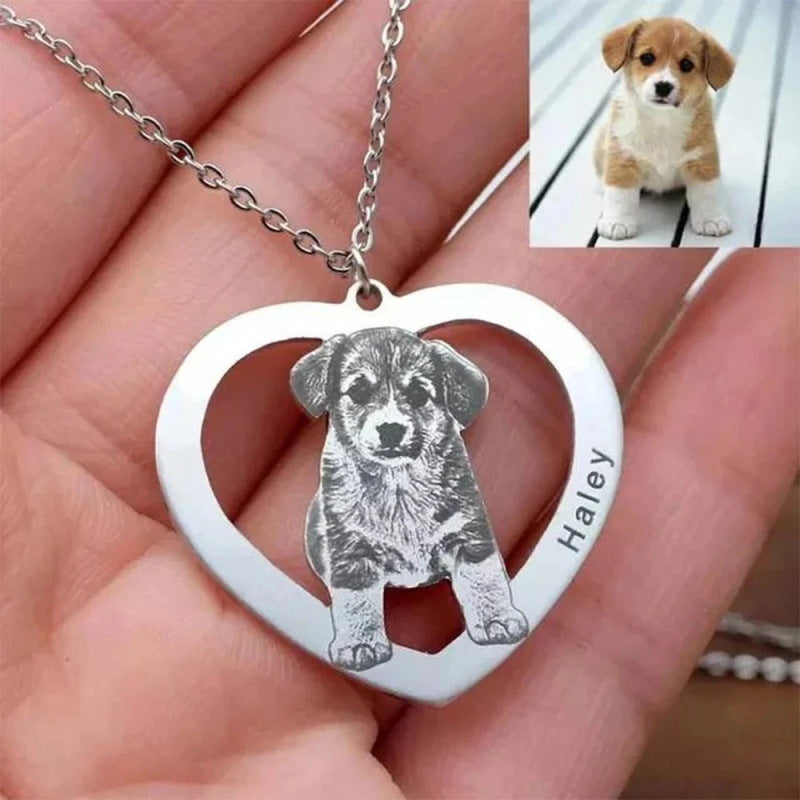 Cross-border Hot Pet Keychain Stainless Steel Material Love Wings Dog Cat Memorial Gift