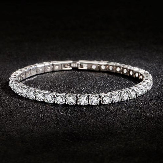 S925 Sterling Silver Full Diamond Bracelet Women's Light Luxury Niche Flash Full Diamond Zircon Girlfriend Birthday Gift