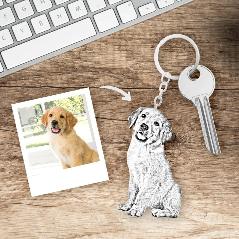 Cross-border Hot Pet Keychain Stainless Steel Material Love Wings Dog Cat Memorial Gift